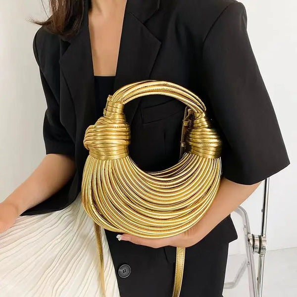 Golden Noodle-Shaped Shoulder Bag
